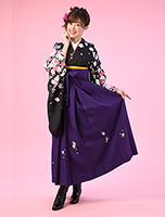 卒業式　黒×紫　彩桜袴レンタルセット
